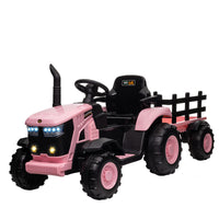 Garvee Rosa Elektrotraktor für Kinder 3-8 Jahre, 12V Battery, Mit Fernsteuerung & Anhänger