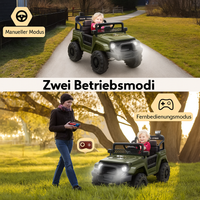 Garvee Armeegrün Elektroauto für Kinder 12V mit Fernbedienung – 2-Sitzer, 5 km/h, Musik & LED-Lichter, 3-8 Jahre