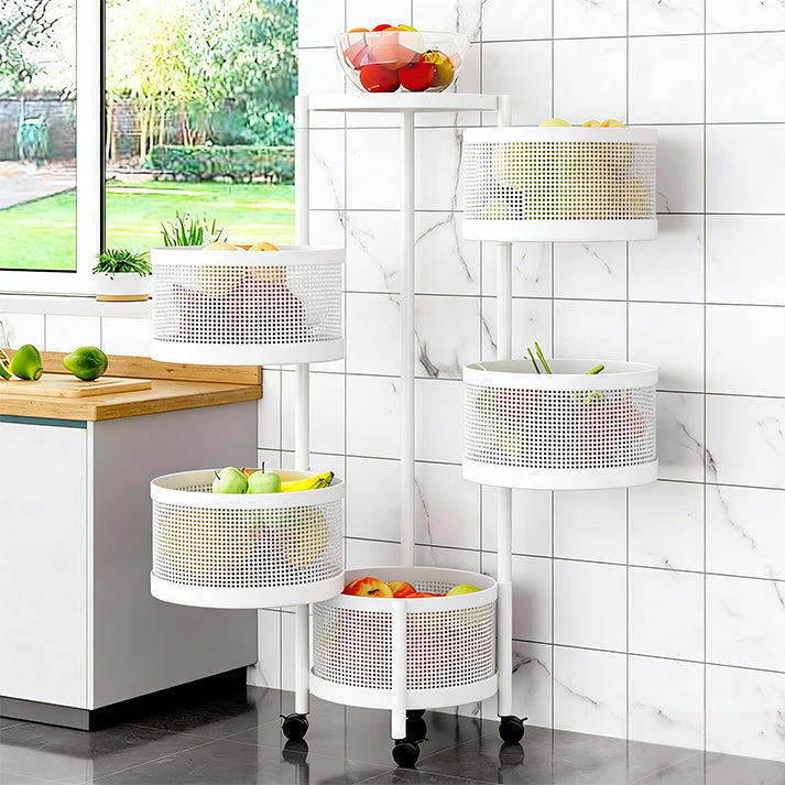 Garvee 3-Ebenen-Rollwagen Weiß 30x30x60 cm Mobiler Wagen für Haushalt Gastronomie Hotel