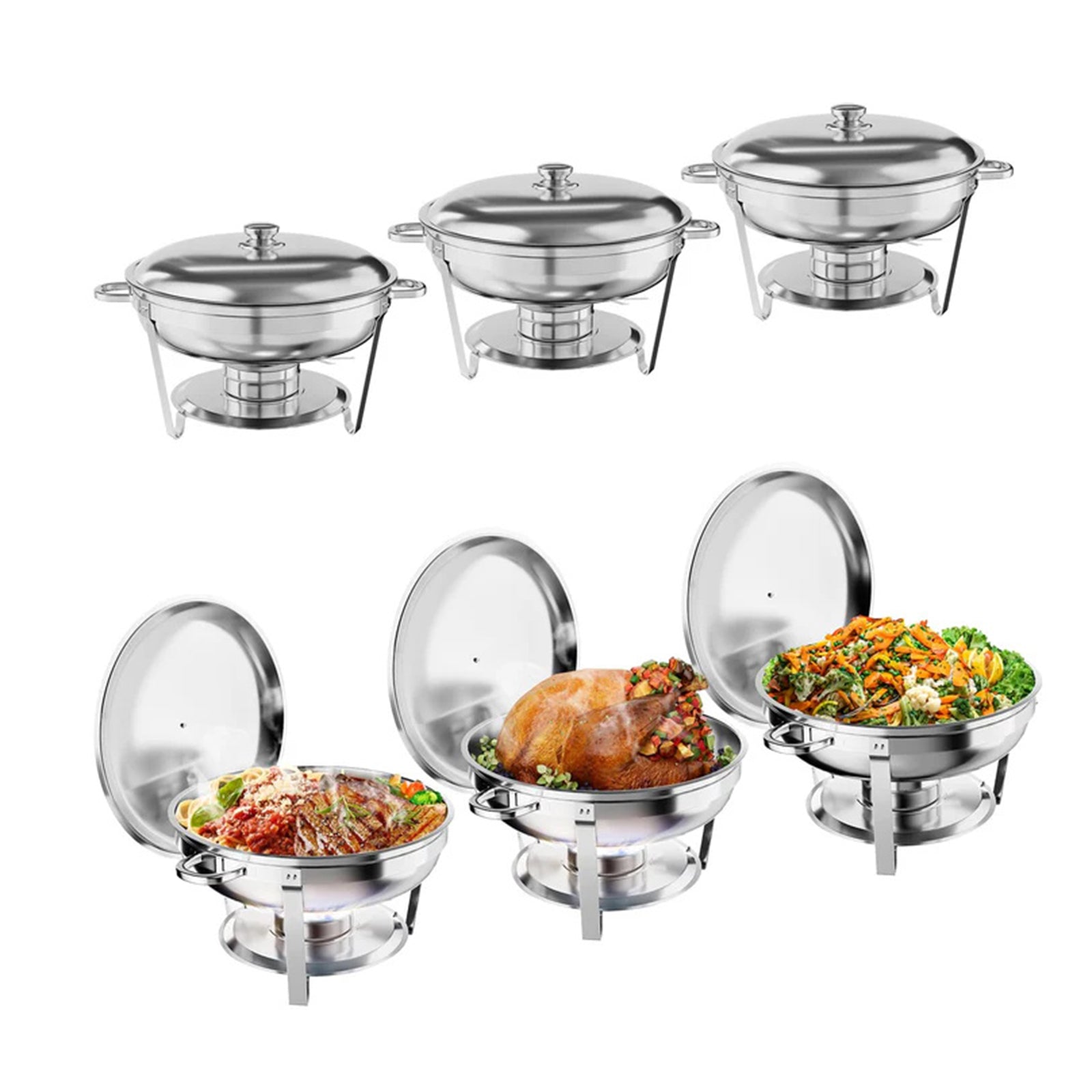 Garvee 4,7 L Edelstahl Chafing Dish Set – 6-teilig, Speisenwärmer für Catering & Buffets