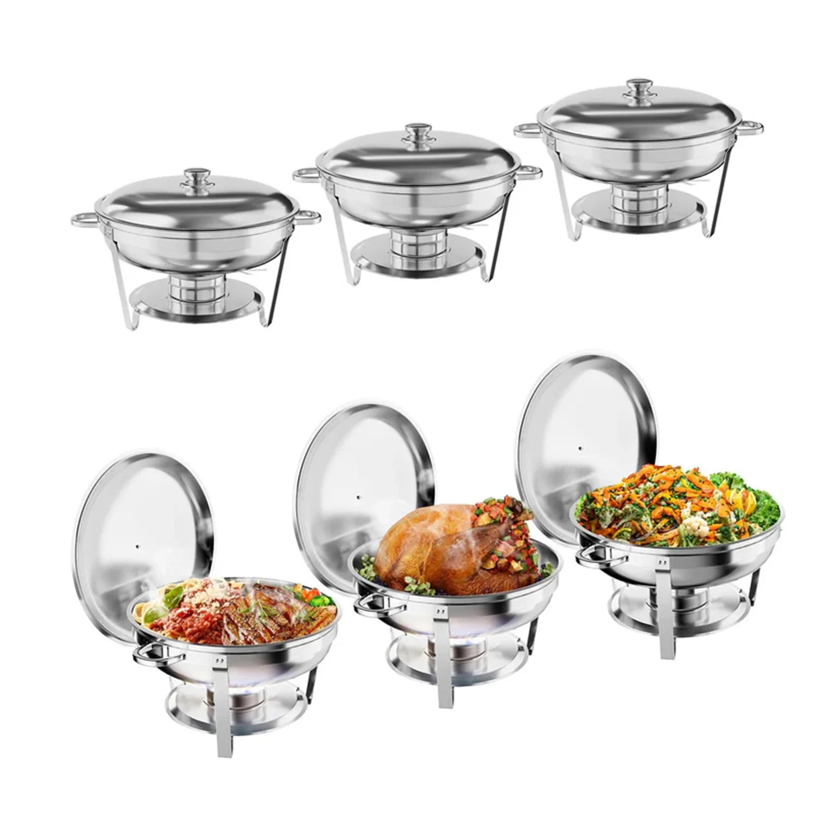 Garvee 4,7 L Edelstahl Chafing Dish Set, 6-teilig, Speisenwärmer für Catering & Buffets
