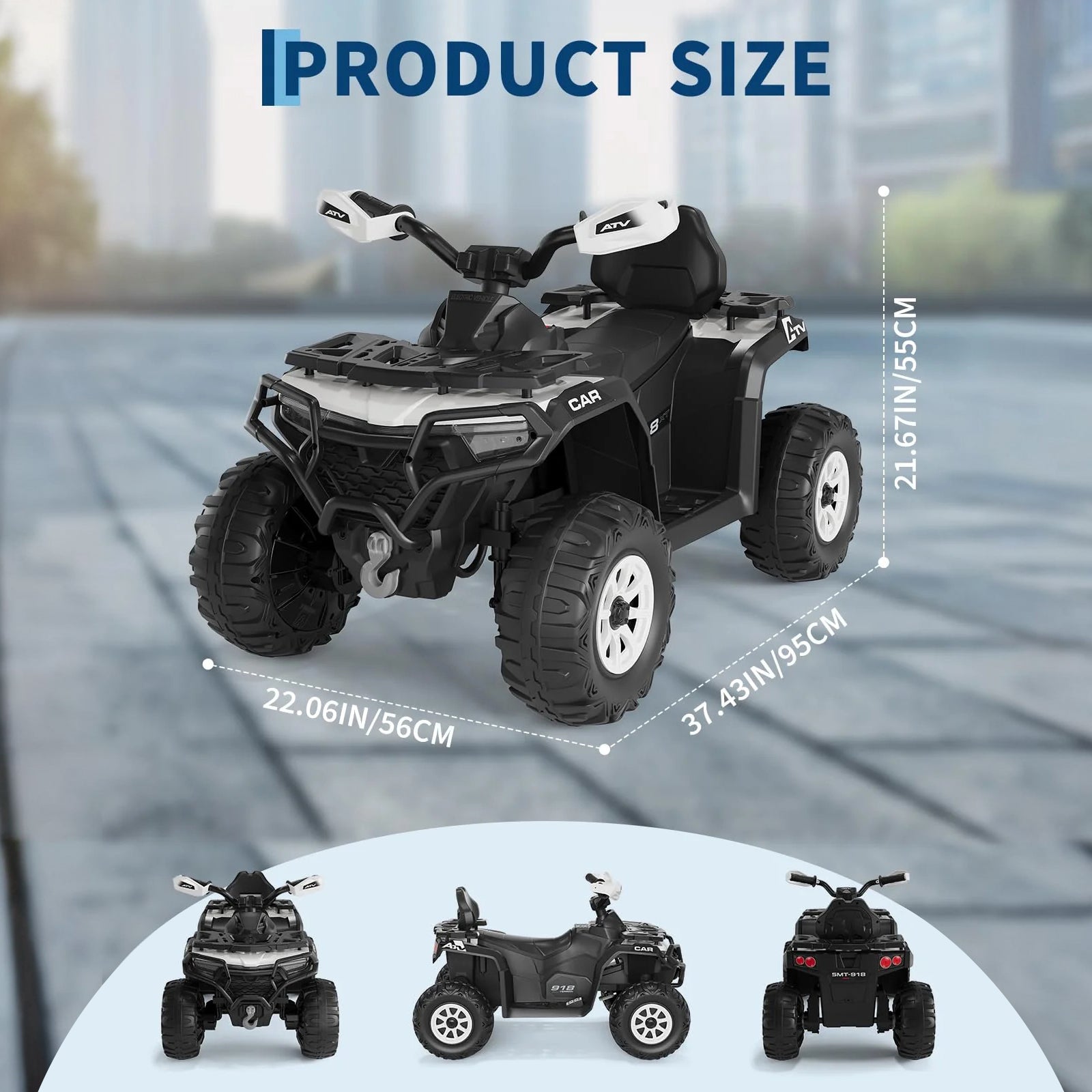 Garvee Silber Elektro-Quad 12V für Kinder – Mit Fernbedienung, 2x35W Motoren, Musik & LED für Kinder 3-8 Jahre