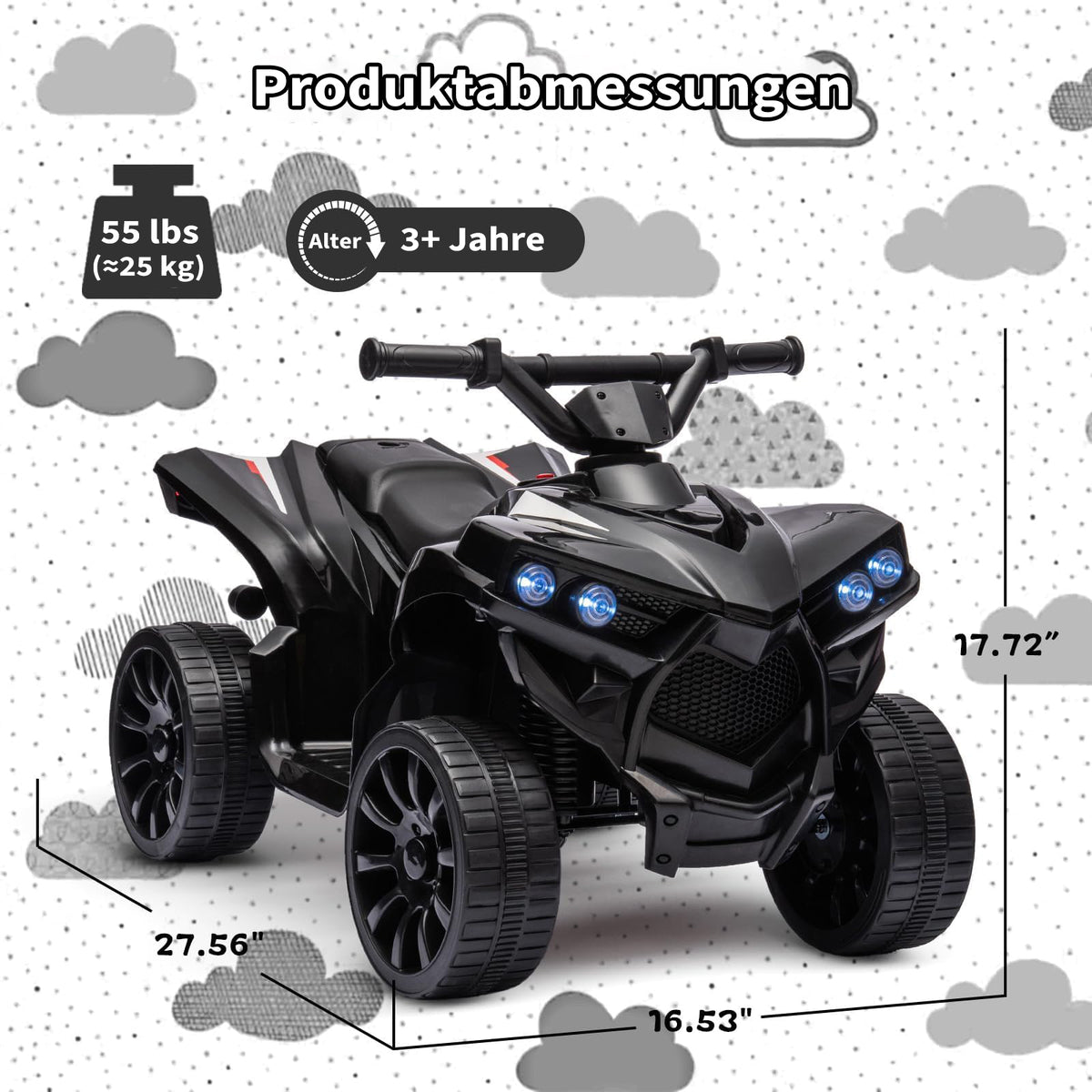 Garvee Elektro Quad Kinder 6 V Schwarz mit Akkuantrieb