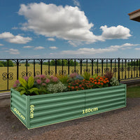 Garvee Metall Hochbeet 180×90×60 cm, verzinkter Stahl, rostfrei & wetterfest, stabiler Pflanzkasten für Gemüsebeet, Blumenbeet & Garten, rechteckig Grün