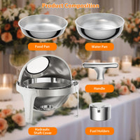 Garvee 6.3QT Edelstahl Buffet Heißhalter Roll-Off Deckel mit Sichtfenster für Partys Hochzeit Catering