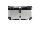 Garvee 80L Motorrad Topcase Aus Aluminiumlegierung Mit Sicherheitsschloss Für Reisen, Helm, Wasserdicht, Schwarz - 80L Flach Silber