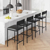 Garvee Barhocker Set 2, Küchen Barstühle Mit Fußstütze, Gepolstert, Ergonomische Rückenlehne, MDF & Stahl, Rustikales Schwarz, Stabil, Für Tresen & Insel - Schwarz