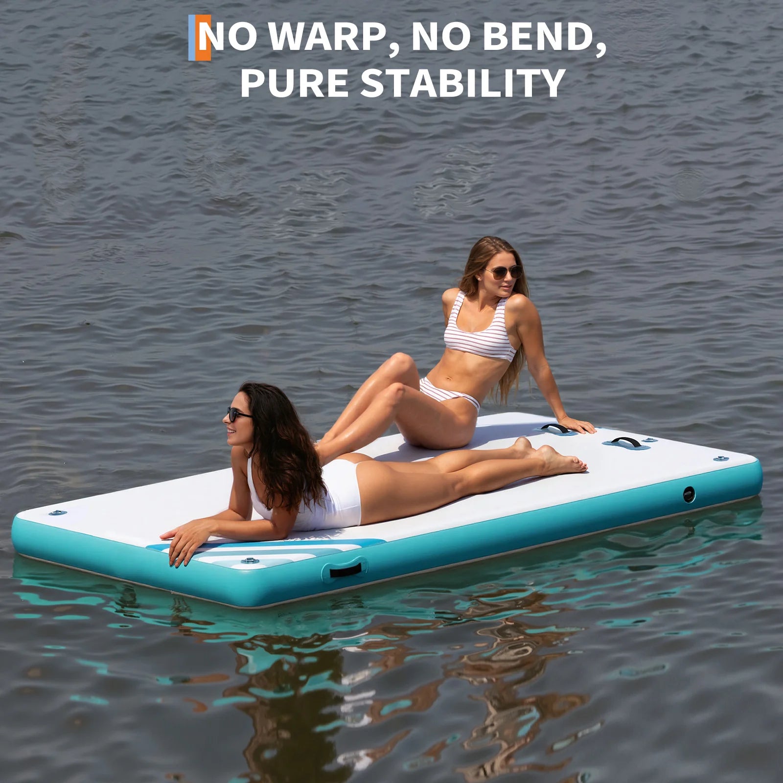 Garvee Aufblasbare Schwimmplattform 3 x 3 m, Für 8–10 Personen, Rutschfest, PVC, Mit Leiter, Für See & Wasser
