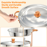 Garvee 6er Set Runde Chafing Dishes 5QT Edelstahl Rose Gold Warmhalteplatten Rundes Design Für Catering Hochzeit Event