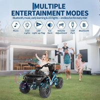 Garvee Schwarz Elektro-Quad 12V für Kinder – Mit Fernbedienung, 2x35W Motoren, Musik & LED für Kinder 3-8 Jahre