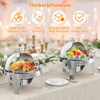 Garvee 6.3QT Edelstahl Buffet Heißhalter Roll-Off Deckel mit Sichtfenster für Partys Hochzeit Catering