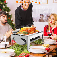 Garvee 9QT Edelstahl Buffet Heißhalter mit Sichtdeckel Wasserbad Warmhaltesystem für Partys Hochzeit Catering