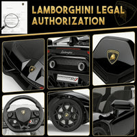 GARVEE 12V Lamborghini Kinderauto Elektrofahrzeug, Mit Eltern-Fernbedienung, LED-Beleuchtung, Soundsystem und Federung, Kinder Elektroauto für Jungen und Mädchen von 3–8 Jahren, Schwarz