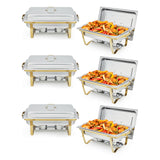 Garvee Chafing Dish 8QT Edelstahl Dual-Temperatur Warmhalteplatte Für Party Catering Buffet Hotel Restaurant Mit 6 Teilen Set - Goldene Ständer