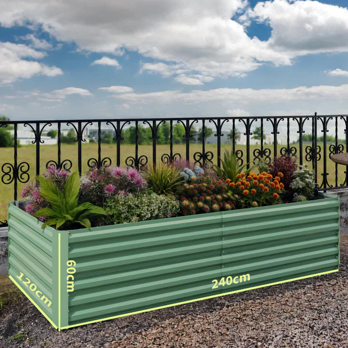 Garvee Metall Hochbeet 240 × 120 × 60 cm – Pulverbeschichtet, Offener Boden, Robust für Gemüseanbau
