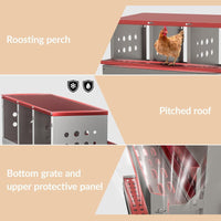 Garvee Hühner Nistkästen 6 Fächer Metall, 69x43x78 cm Gesamt Mit Ständer, 23x25x21.5 cm Pro Fach, Wasserdicht Verzinkter Stahl, Für 6 Hühner (Rot)