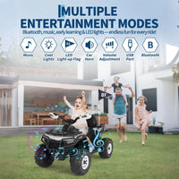 Garvee Silber Elektro-Quad 12V für Kinder – Mit Fernbedienung, 2x35W Motoren, Musik & LED für Kinder 3-8 Jahre