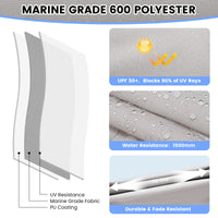 Garvee 3-Bogen-Bimini-Top-Bootsabdeckung, Abnehmbare Seiten, Verstellbar, Marine Canvas, UV-Schutz, Verstellbar 155–168 cm, Grau