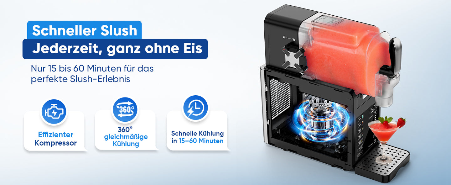 Slush-Eis-Maschine mit 200-W-Kompressor und schneller Kühlung