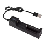 Garvee USB-Ladegerät für 3,7V Lithium-Batterien, Schnellladung 1000mAh, Mehrfachschutz, tragbar, LED-Anzeige, kompatibel mit 10440-26500, ideal für Reisen, Schwarz
