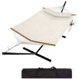 Garvee 2-Personen Hängematte Mit Stahlgestell, 204 kg Tragkraft, Tragbar, Für Camping & Innen, Beige - Beige