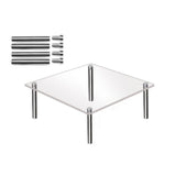 Garvee Taartstandaard Acryl 30 cm Mit Metallfüßen Transparent Quadratisch Für Hochzeit Geburtstag Babyfeier - Transparent