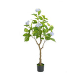 Garvee Künstlicher Hortensienbaum 120cm Mit Modernem Topf Für Indoor Wohnzimmer Büro Dekor, Realistisch, Pflegeleicht, Kunststoff, Grün - Grün