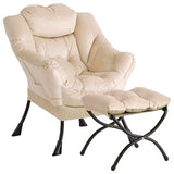 Garvee Relaxsessel mit Hocker, klappbare Fußstütze, großer Lesesessel, für Wohnzimmer und Büro, Blau - Beige