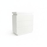 Garvee Kommode Weiß 80 x 40 x 82 cm mit 3 Schubladen, moderne Schubladenkommode mit geriffelten Fronten für Schlafzimmer und Wohnzimmer - Weiß