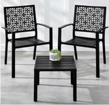 Garvee Bistro-Set 3-teilig mit 1 Tisch und 2 stapelbaren Stühlen, platzsparende Sitzgruppe für Balkon, Terrasse und Garten, Schwarz - Schwarz