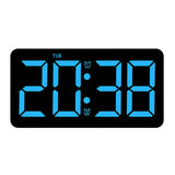 GARVEE Digitale Wanduhr LED Mit Fernbedienung, Temperatur- Und Feuchtigkeitsanzeige, 10,5 Zoll, Kunststoff, Große Anzeige, Wohnzimmer - Blau