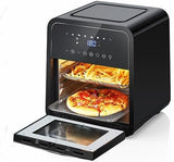Garvee Heißluftfritteuse 12L 2000W Mit Sichtfenster Für Küche, Silikon Backmatte, Energieeffizient, Geräuscharm, Schwarz - Schwarz