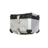 Garvee Top Case Moto 55L Aluminium - Robust, Wasserdicht, Doppelschloss, Motorradreise, Silber - Silber