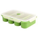 Garvee Silikon Babybrei Gefrierbehälter Mit Deckel, 4 Fächer, BPA-Frei, Flexibel, Spülmaschinenfest Für Babynahrung, Eiswürfel, 250ml, Transparent - Grün