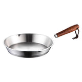 Garvee Kompakte Antihaft Mini-Bratpfanne aus Edelstahl mit Holzgriff Weißes Granit-Design für Eier Frühstück Kleine Küchen, hitzebeständig, rostbeständig - Silber