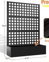 Garvee Rankgitter Spalier Mit Pflanzkasten Für Garten Terrasse Balkon 120x40x180Cm Metall Sichtschutz Grün - Mit Rädern-Horizontal Kariert Weiß