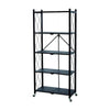 GARVEE 5 Etagen Klappregal, Faltbares Regal Mit Rollen, Kohlenstoffstahl Aufbewahrungsregal Speisekammer, Schwerlastregal Schwarz, Haushaltsregal Standregale für Die KüChe, BüRo, Repository, 70x40x158cm