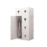 Garvee Kleiderschrank Aus 8 Würfeln Mit Türen & Kleiderstange Für Schlafzimmer 75x47x111cm Kunststoff Schwarz