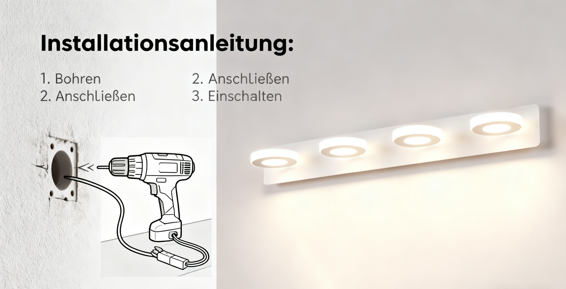 Garvee LED Spiegelleuchte 12W Badezimmer Aluminium 60 cm