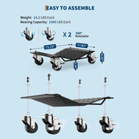 Garvee Auto-Rad Dolly Set 2 Stück – V-förmige Plattform, 1500 lbs pro Dolly, Schwarz