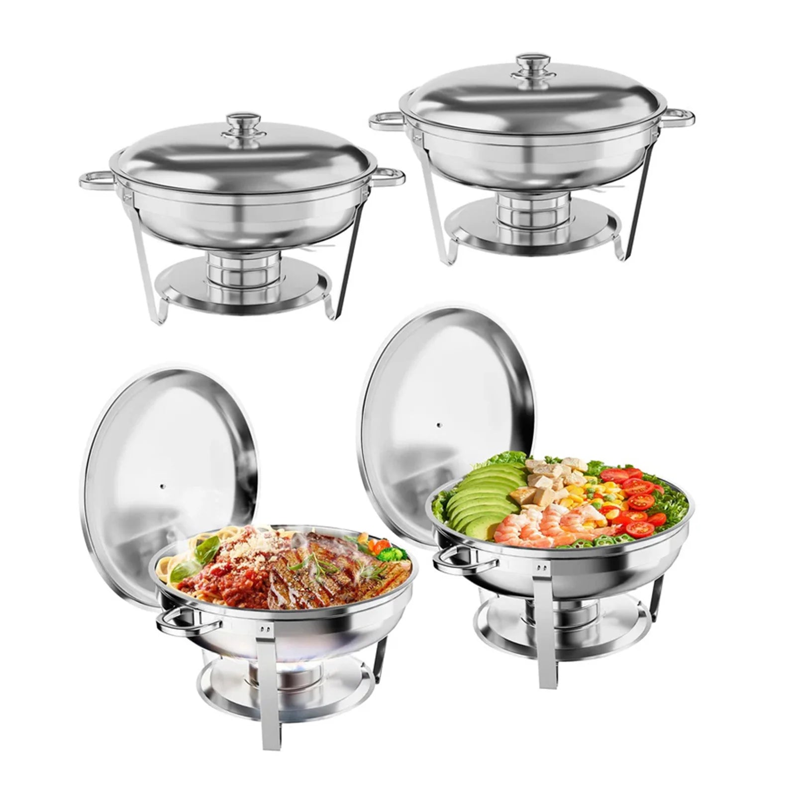 Garvee 4,7 L Edelstahl Chafing Dish Set, 4-teilig, Speisenwärmer für Catering & Buffets
