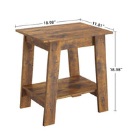 Garvee Beistelltisch Set 2er – Mit 2 Ablagen, Kompakt, Holz & Metall, Stabil, Braun