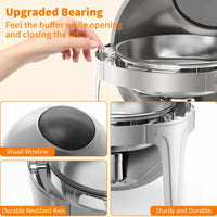 Garvee 6.3QT Edelstahl Buffet Heißhalter Roll-Off Deckel mit Sichtfenster für Partys Hochzeit Catering