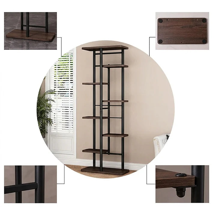 GARVEE Pflanzenregal 8-stöckig, Metall- und Holz Pflanzenständer, Stabil und Rutschfest, Für Garten, Balkon & Wohnzimmer, Minimalistisches Design