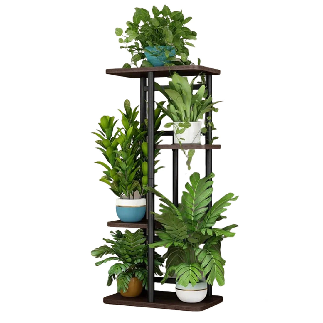 GARVEE Pflanzenständer aus Metall 4-stufig, Gestuftes Eck-Blumenregal für Blumentöpfe, Pflanzenregal für Innen- und Außenbereich, Für Wohnzimmer, Balkon & Garten
