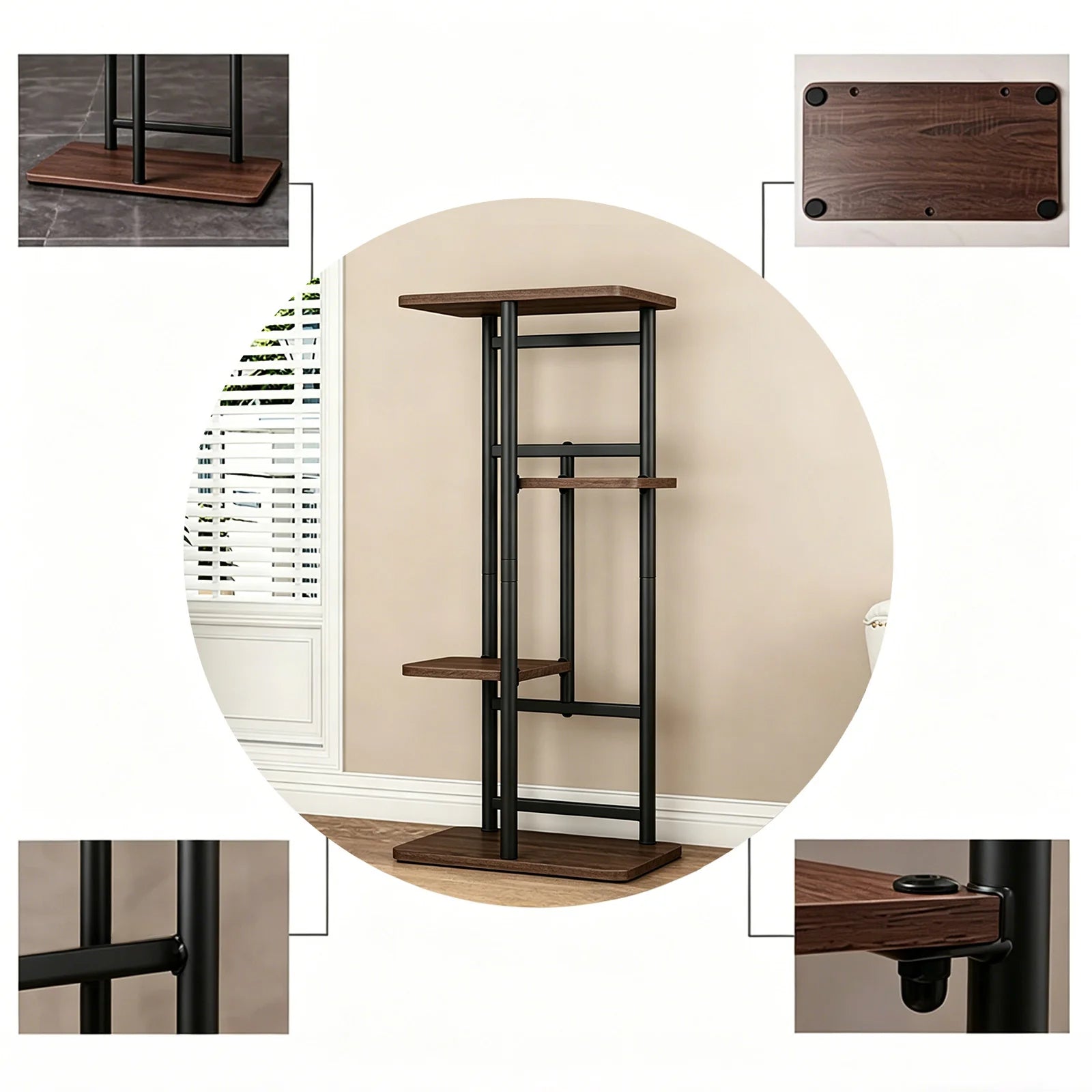 GARVEE Pflanzenständer aus Metall 4-stufig, Gestuftes Eck-Blumenregal für Blumentöpfe, Pflanzenregal für Innen- und Außenbereich, Für Wohnzimmer, Balkon & Garten
