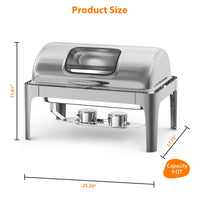 Garvee 9QT Edelstahl Buffet Heißhalter mit Sichtdeckel Wasserbad Warmhaltesystem für Partys Hochzeit Catering