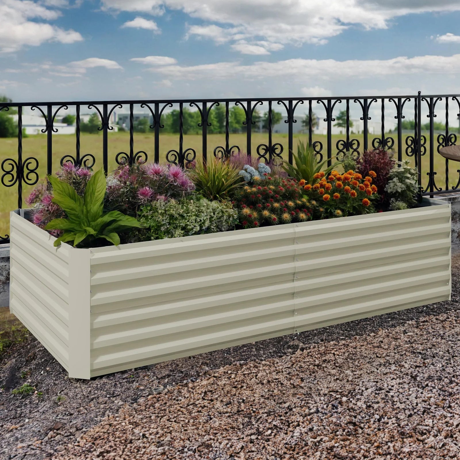 Garvee Galvanisiertes Hochbeet 180 × 90 × 60 cm – Rostfrei, Langlebig, Metall Pflanzkasten für Garten, Beige