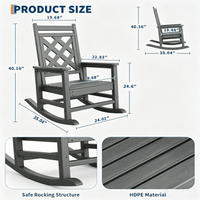 Garvee Outdoor Schaukelstuhl HDPE Holzoptik, 172 Kg Tragkraft, Ergonomisch, Wetterfest, Für Garten & Terrasse