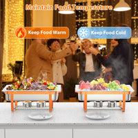 Garvee 4er Set Chafing Dish 8QT Edelstahl Rose Gold Warmhalteplatten Für Catering Hochzeit Buffet Hotel